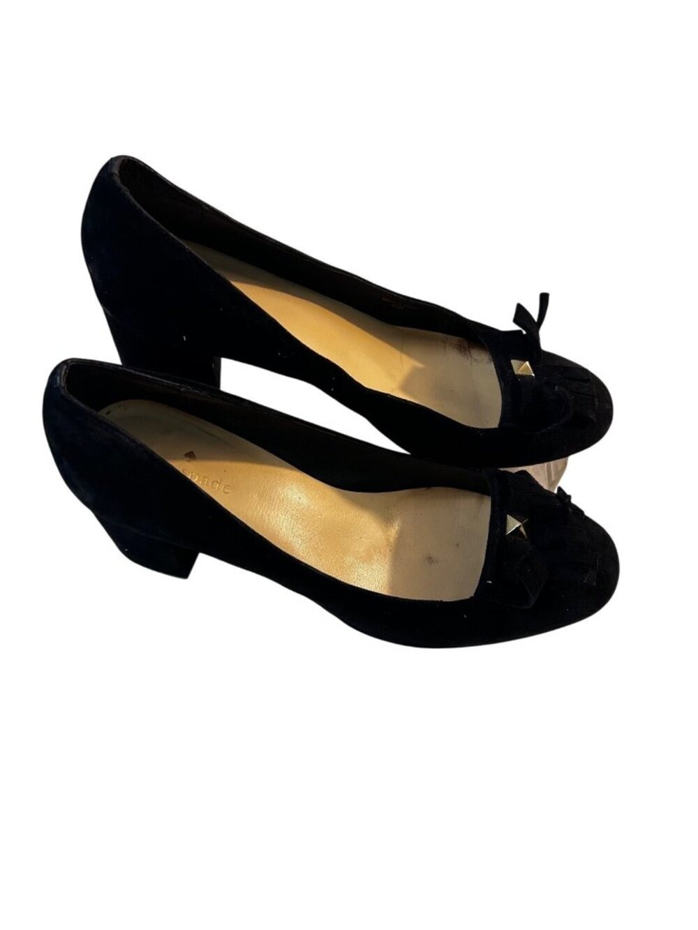 Kate Spade Fringe Block Heel Pumps Old Money Classic Black Suede Shoes 8.5 M